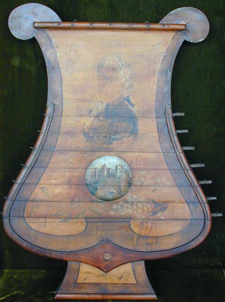 Early Musical Instruments, antique Oellers Thrzither, Doorbell Cittern by Oeller