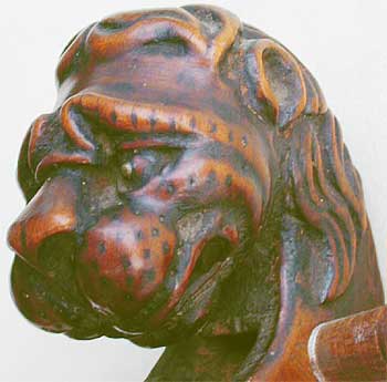 Lion Head Baroque Violin, head side detail