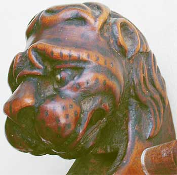 Lion Head Baroque Violin, head side detail