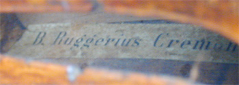 Lion Head Baroque Violin, label