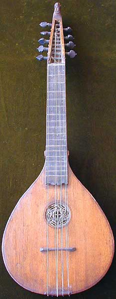 Early Musical Instruments, antique South German Hals Zither or Neck Cittern dated 1663