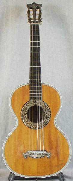 Early Musical Instruments part of the Bruderlin Collection, antique Romantic Guitar, Pratten Style around 1850