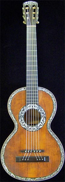 Early Musical Instruments part of the Bruderlin Collection, antique Romantic Guitar by H. Derazey around 1831