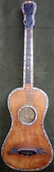 Early Musical Instruments part of the Bruderlin Collection, antique Romantic Guitar by Fabricatore 1800