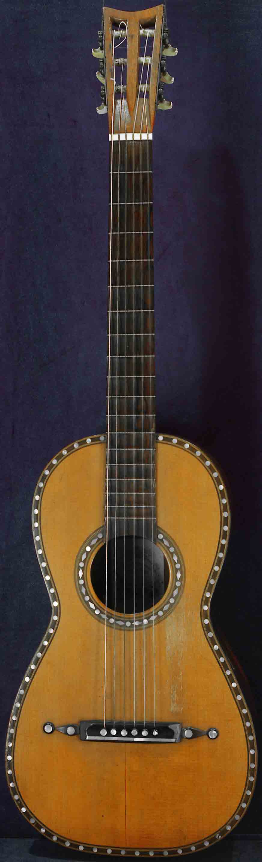 Early Musical Instruments part of the Bruderlin Collection, antique Romantic Guitar by Fred K Grosjean around 1840