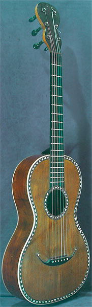 Early Musical Instruments part of the Bruderlin Collection, antique Romantic Guitar by Claude Humel around 1820