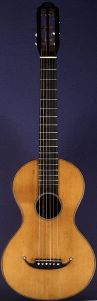 Early Musical Instruments part of the Bruderlin Collection, antique Romantic Guitar by René Lacote dated 1845