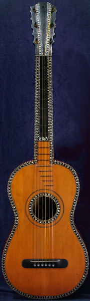 Early Musical Instruments part of the Bruderlin Collection, antique Romantic Guitar by Canga dated 1812