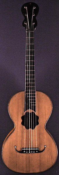Early Musical Instruments part of the Bruderlin Collection, antique Romantic Guitar by Maret ainé dated 1848