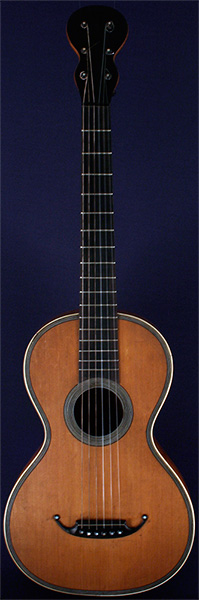 Early Musical Instruments part of the Bruderlin Collection, antique Romantic Guitar by Mougeot around 1840