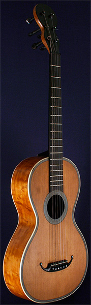 Early Musical Instruments part of the Bruderlin Collection, antique Romantic Guitar by Mougeot around 1840