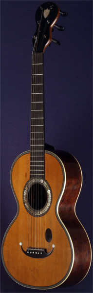 Early Musical Instruments part of the Bruderlin Collection, antique Romantic Guitar by Coffe around 1850