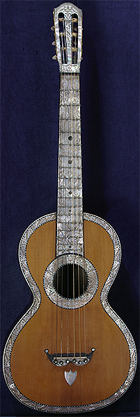 Early Musical Instruments part of the Bruderlin Collection, antique Romantic Guitar by Darche from around 1850