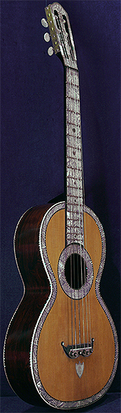 Early Musical Instruments part of the Bruderlin Collection, antique Romantic Guitar by Darche from around 1850