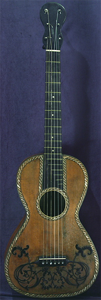 Early Musical Instruments part of the Bruderlin Collection, antique Romantic Guitar by Antonio Monzino around 1820