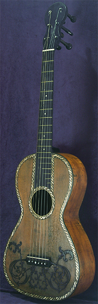 Early Musical Instruments part of the Bruderlin Collection, antique Romantic Guitar by Antonio Monzino around 1820