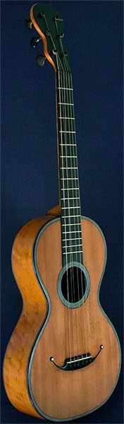 Early Musical Instruments part of the Bruderlin Collection, antique Romantic Guitar by Cabasse-Visnaire L'Ain from around 1840