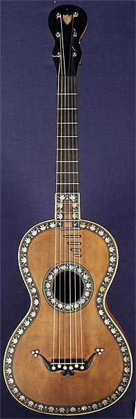 Early Musical Instruments part of the Bruderlin Collection, antique Romantic Guitar by Beau around 1820