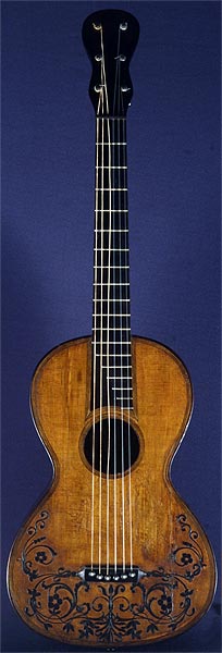 Early Musical Instruments part of the Bruderlin Collection, antique Romantic Guitar by Gennaro Fabricatore dated 1828