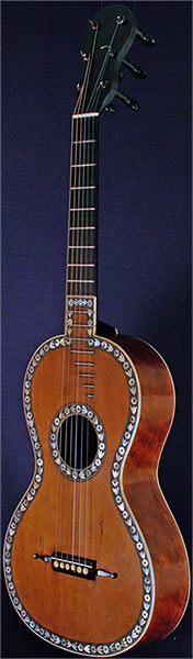 Early Musical Instruments part of the Bruderlin Collection, antique Romantic Guitar by N. Laurent around 1820