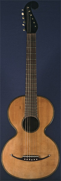 Early Musical Instruments part of the Bruderlin Collection, antique Romantic Guitar by Gaetano Vinaccia dated 1847