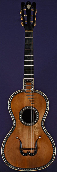 Early Musical Instruments part of the Bruderlin Collection, antique Romantic Guitar by Parizot dated 1830