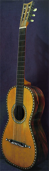Early Musical Instruments part of the Bruderlin Collection, antique Romantic Guitar by Fred K Grosjean around 1840