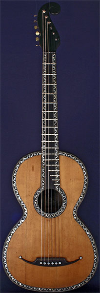 Early Musical Instruments part of the Bruderlin Collection, antique Romantic Guitar by Gennaro Fabricatore dated 1834