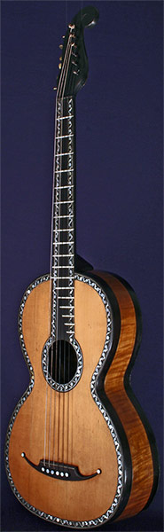 Early Musical Instruments part of the Bruderlin Collection, antique Romantic Guitar by Gennaro Fabricatore dated 1834