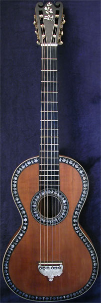 Early Musical Instruments part of the Bruderlin Collection, antique Romantic Guitar by Canga dated 1812