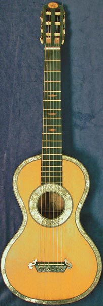 Early Musical Instruments part of the Bruderlin Collection, antique Romantic Guitar by Lacote around 1800