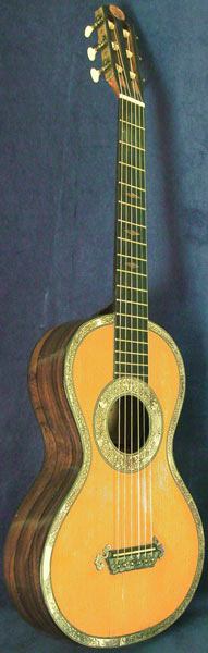 Early Musical Instruments part of the Bruderlin Collection, antique Romantic Guitar by Lacote around 1800